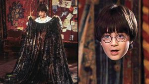 Một hình ảnh Harry Potter sử dụng áo tàng hình