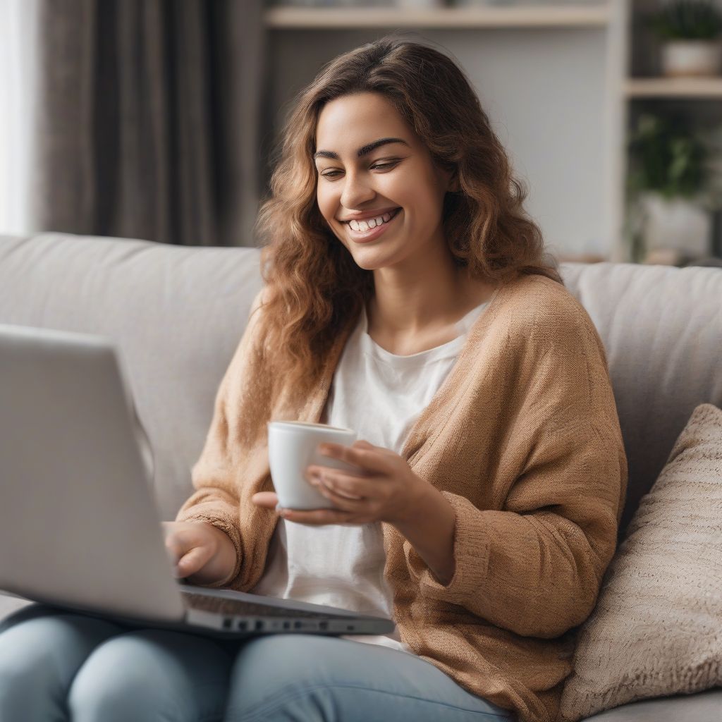 Woman shopping for contacts online